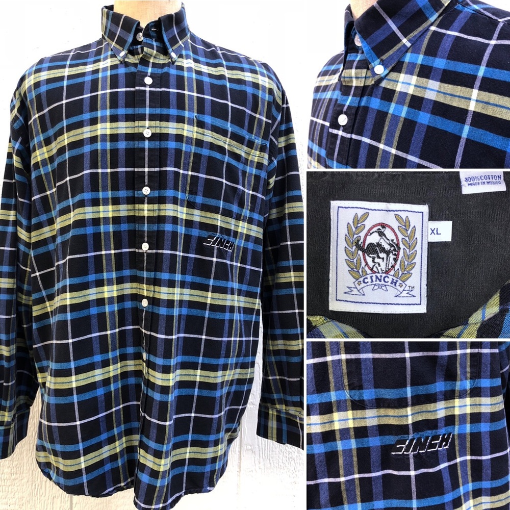 EUC RARE CINCH MENS BUTTON-DOWN PLAID